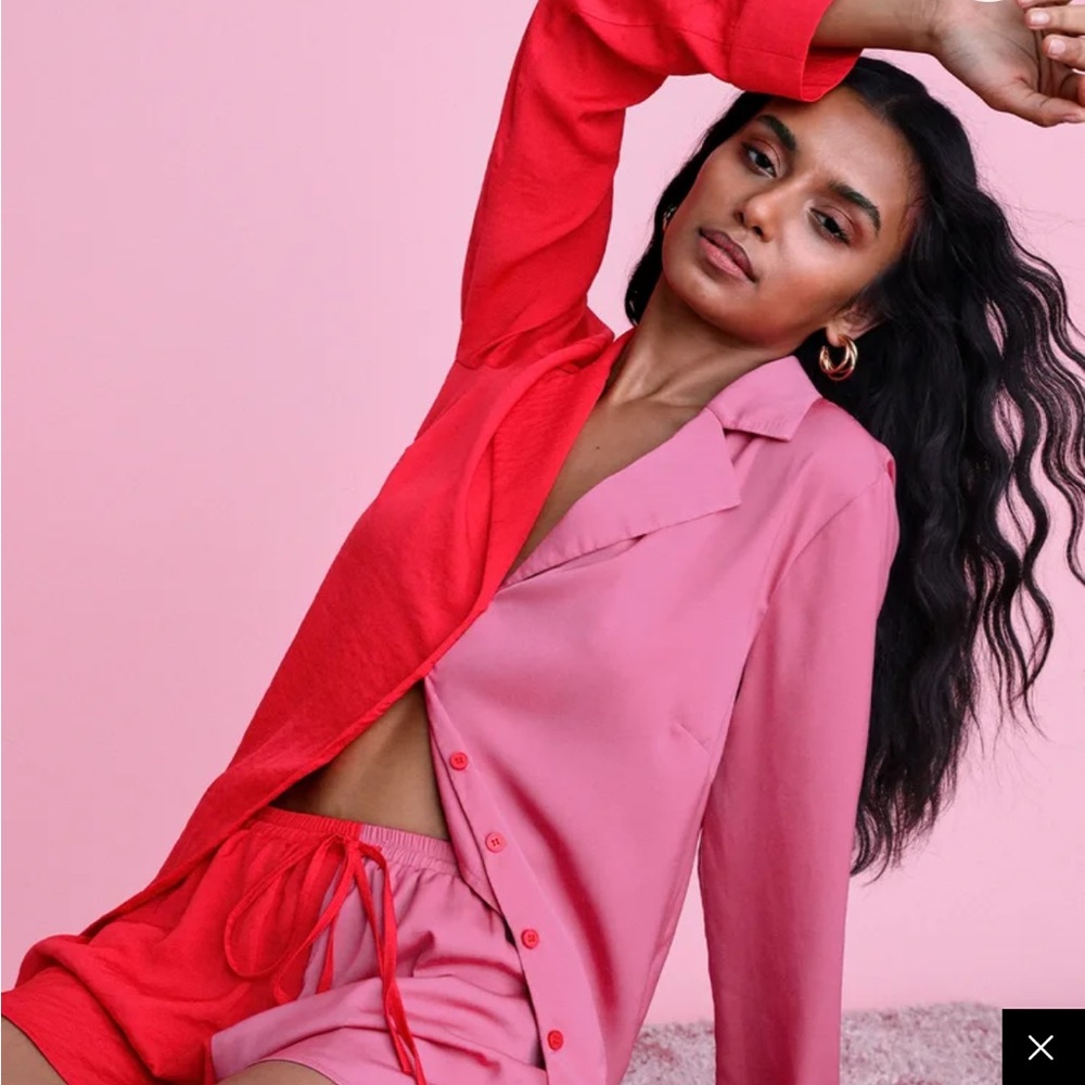 COPY - Sleepy Sweetie Red and Pink Color Block Two-Piece Pajama Set size M